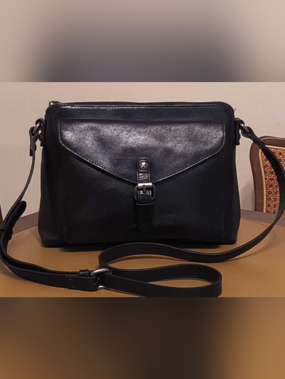 Patricia Nash Avellino Leather Crossbody Organizer Bag Black Heritage